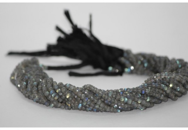 40cts 100% Natural Labradorite Faceted Rondelle Beads