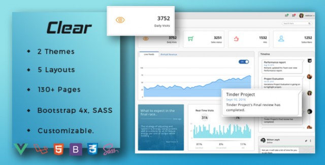 Clear VueJS Laravel Admin Template