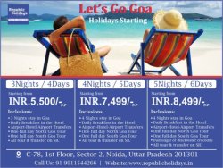 Goa Tour Package 2018 with Republic holidays Travel Services.